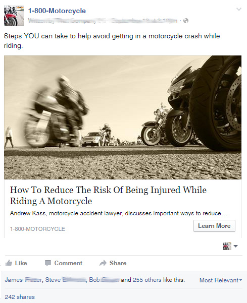 motorcycle attorneys social media
